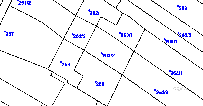 Parcela st. 263/2 v KÚ Hrušovany u Brna, Katastrální mapa