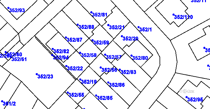 Parcela st. 352/57 v KÚ Hrušovany u Brna, Katastrální mapa