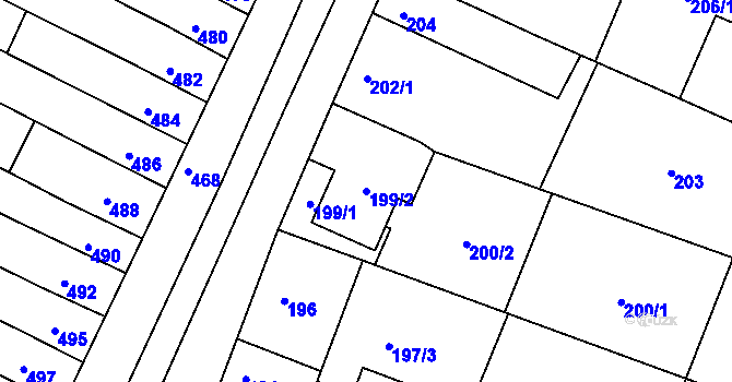 Parcela st. 199/2 v KÚ Hrušovany u Brna, Katastrální mapa