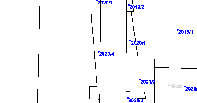 Parcela st. 2020/4 v KÚ Hrušovany u Brna, Katastrální mapa