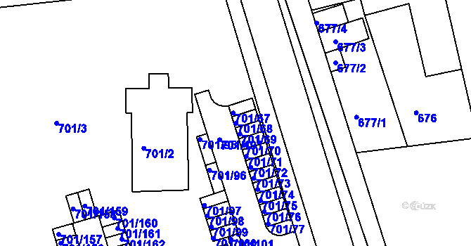 Parcela st. 701/68 v KÚ Hrušovany u Brna, Katastrální mapa