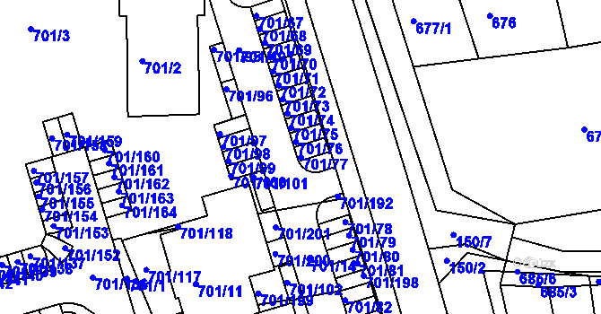 Parcela st. 701/77 v KÚ Hrušovany u Brna, Katastrální mapa