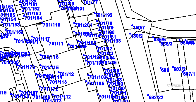Parcela st. 701/83 v KÚ Hrušovany u Brna, Katastrální mapa