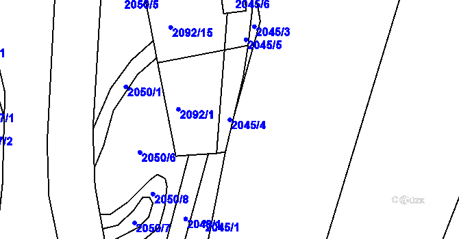 Parcela st. 2045/4 v KÚ Hrušovany u Brna, Katastrální mapa