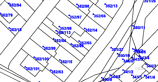 Parcela st. 352/65 v KÚ Hrušovany u Brna, Katastrální mapa