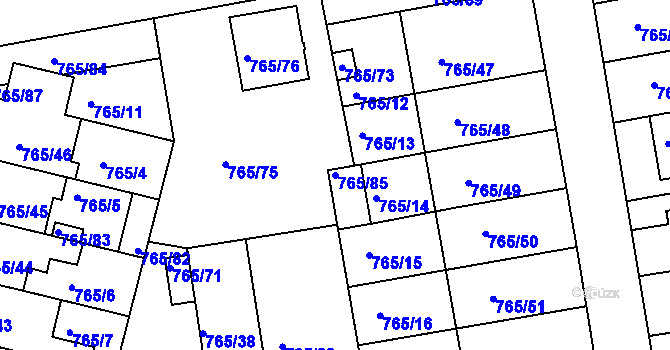 Parcela st. 765/85 v KÚ Hrušovany u Brna, Katastrální mapa
