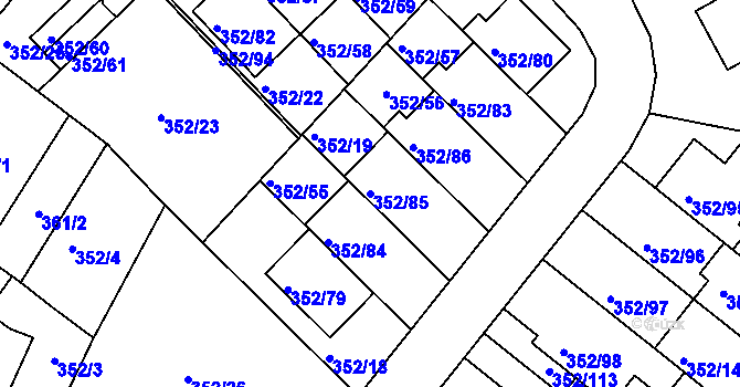 Parcela st. 352/85 v KÚ Hrušovany u Brna, Katastrální mapa
