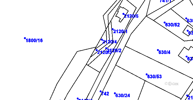 Parcela st. 2120/3 v KÚ Hrušovany u Brna, Katastrální mapa