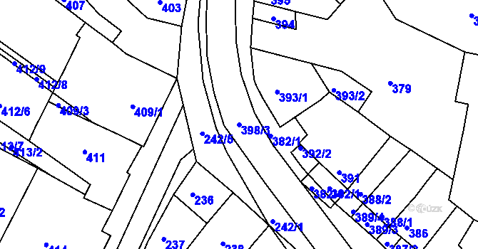 Parcela st. 398/3 v KÚ Hrušovany u Brna, Katastrální mapa