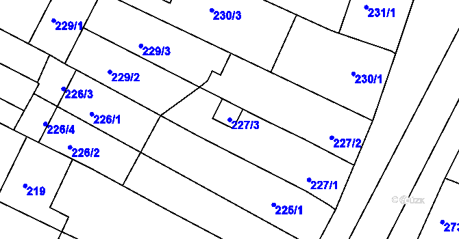 Parcela st. 227/3 v KÚ Hrušovany u Brna, Katastrální mapa