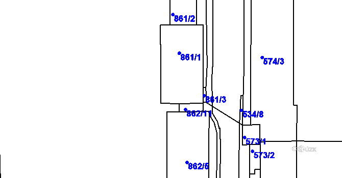 Parcela st. 862/10 v KÚ Hrušovany u Brna, Katastrální mapa