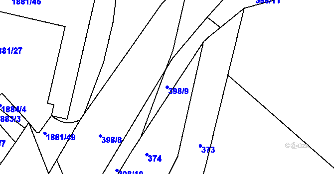 Parcela st. 398/9 v KÚ Hrušovany u Brna, Katastrální mapa