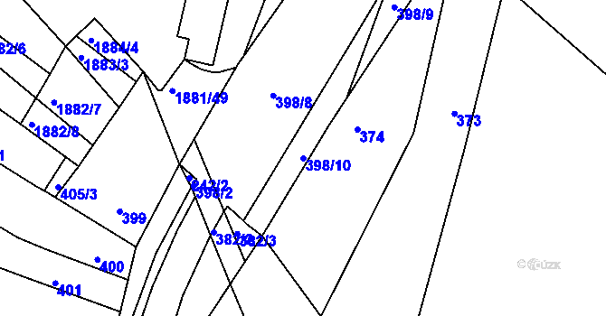 Parcela st. 398/10 v KÚ Hrušovany u Brna, Katastrální mapa