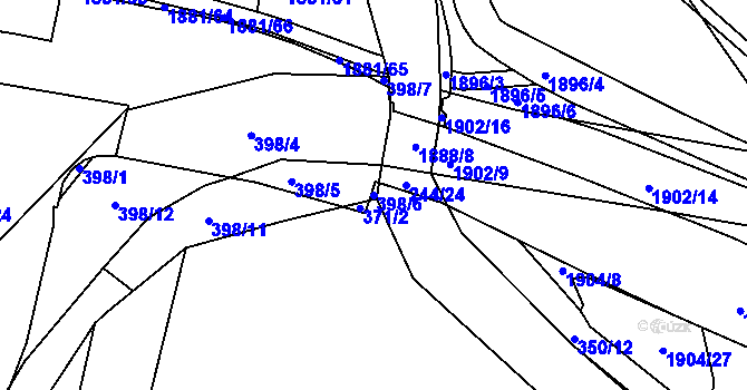 Parcela st. 398/6 v KÚ Hrušovany u Brna, Katastrální mapa