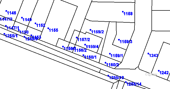 Parcela st. 1159/4 v KÚ Hrušovany u Brna, Katastrální mapa
