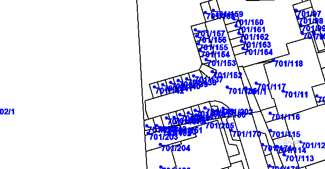 Parcela st. 701/141 v KÚ Hrušovany u Brna, Katastrální mapa