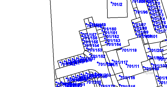Parcela st. 701/154 v KÚ Hrušovany u Brna, Katastrální mapa