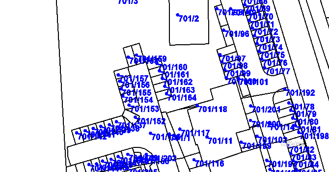 Parcela st. 701/163 v KÚ Hrušovany u Brna, Katastrální mapa