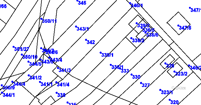 Parcela st. 339/1 v KÚ Hrušovany u Brna, Katastrální mapa
