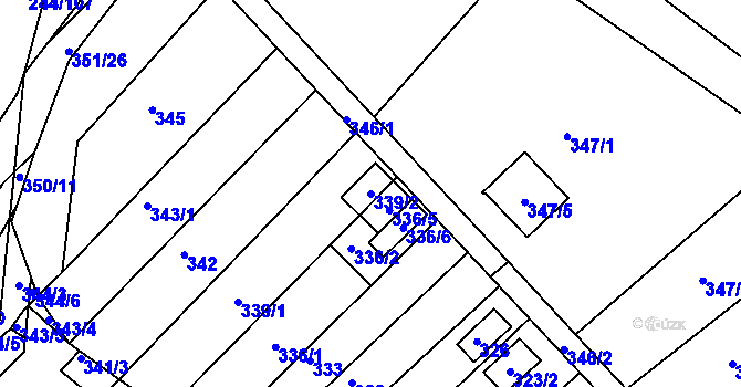Parcela st. 339/2 v KÚ Hrušovany u Brna, Katastrální mapa