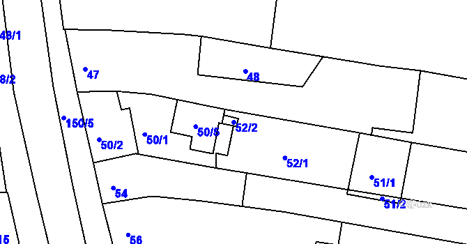 Parcela st. 52/2 v KÚ Hrušovany u Brna, Katastrální mapa