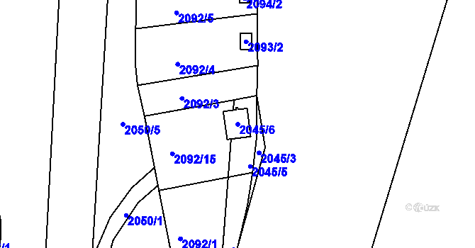 Parcela st. 2045/6 v KÚ Hrušovany u Brna, Katastrální mapa