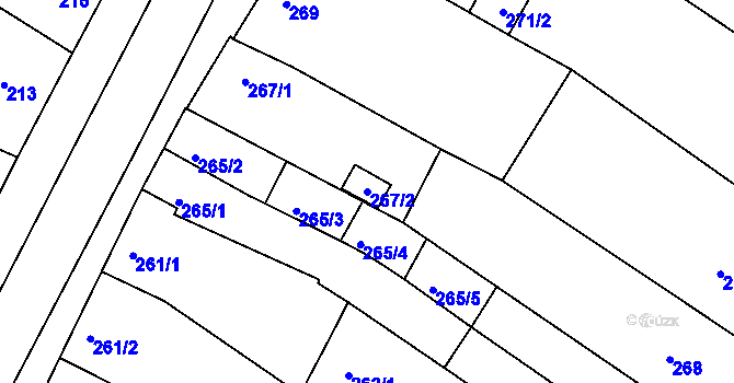Parcela st. 267/2 v KÚ Hrušovany u Brna, Katastrální mapa