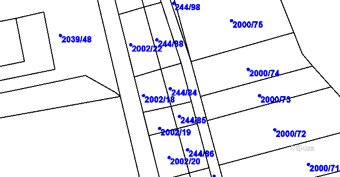 Parcela st. 244/84 v KÚ Hrušovany u Brna, Katastrální mapa
