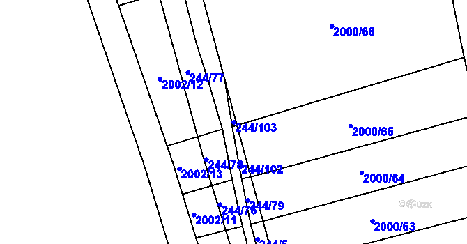 Parcela st. 244/103 v KÚ Hrušovany u Brna, Katastrální mapa