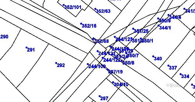 Parcela st. 244/121 v KÚ Hrušovany u Brna, Katastrální mapa