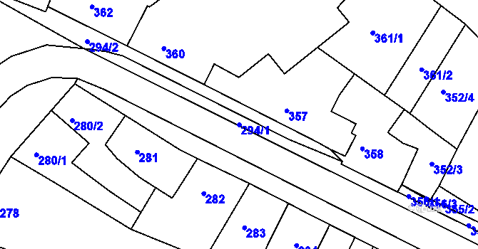 Parcela st. 294/1 v KÚ Hrušovany u Brna, Katastrální mapa