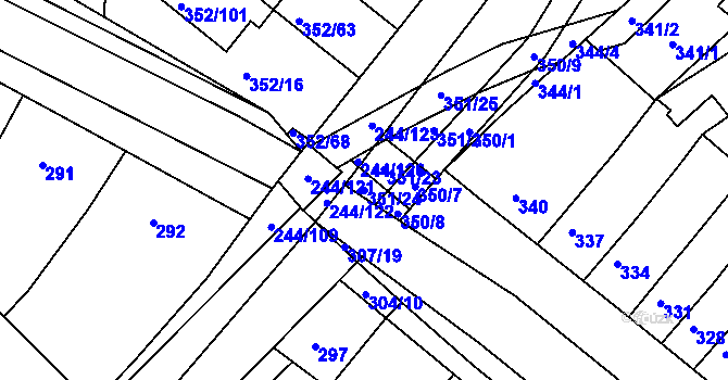 Parcela st. 351/24 v KÚ Hrušovany u Brna, Katastrální mapa