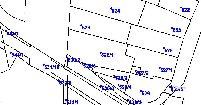 Parcela st. 528/1 v KÚ Hrušovany u Brna, Katastrální mapa