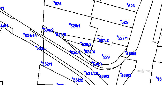 Parcela st. 528/2 v KÚ Hrušovany u Brna, Katastrální mapa