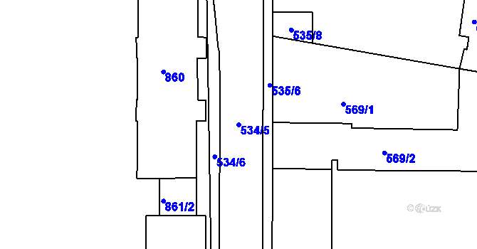 Parcela st. 534/5 v KÚ Hrušovany u Brna, Katastrální mapa