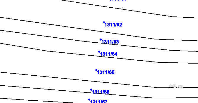 Parcela st. 1311/64 v KÚ Hrušovany u Brna, Katastrální mapa