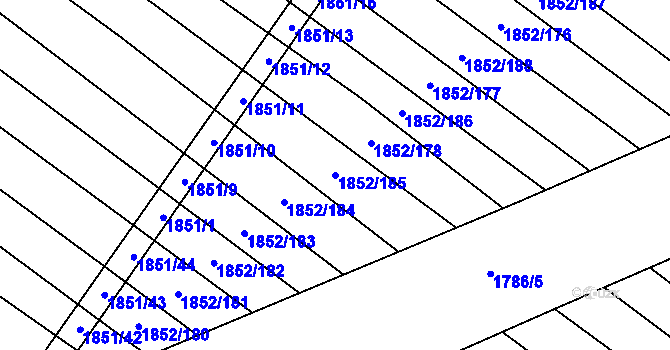 Parcela st. 1852/185 v KÚ Hrušovany u Brna, Katastrální mapa