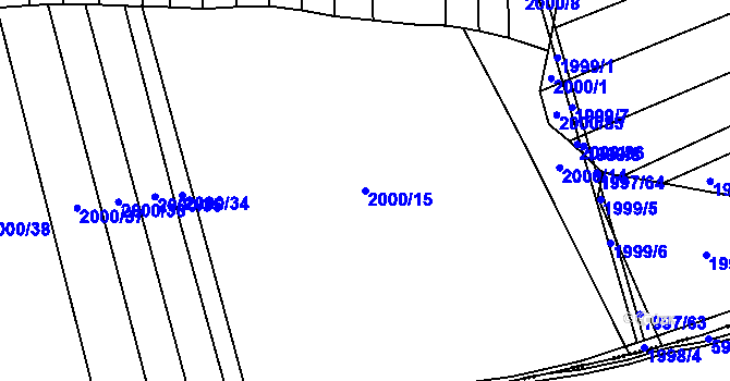 Parcela st. 2000/15 v KÚ Hrušovany u Brna, Katastrální mapa