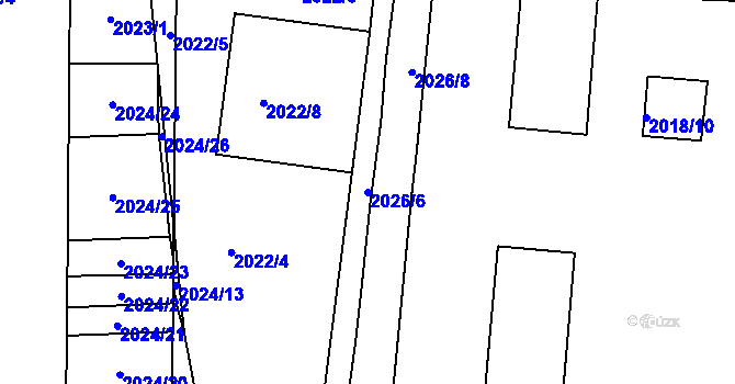 Parcela st. 2026/6 v KÚ Hrušovany u Brna, Katastrální mapa