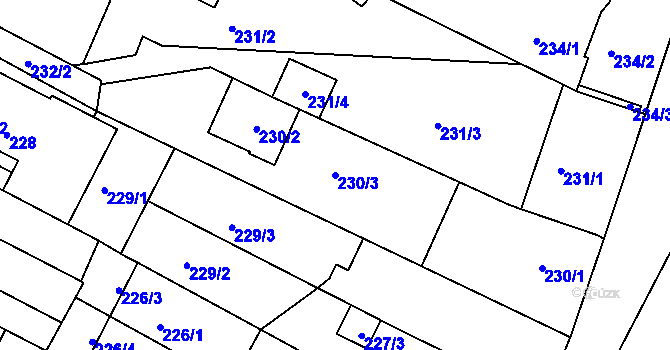 Parcela st. 230/3 v KÚ Hrušovany u Brna, Katastrální mapa