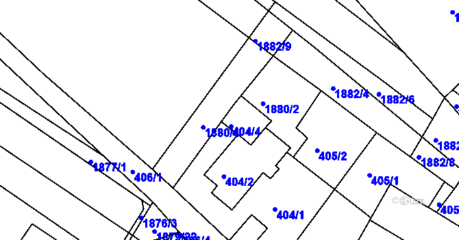 Parcela st. 404/4 v KÚ Hrušovany u Brna, Katastrální mapa