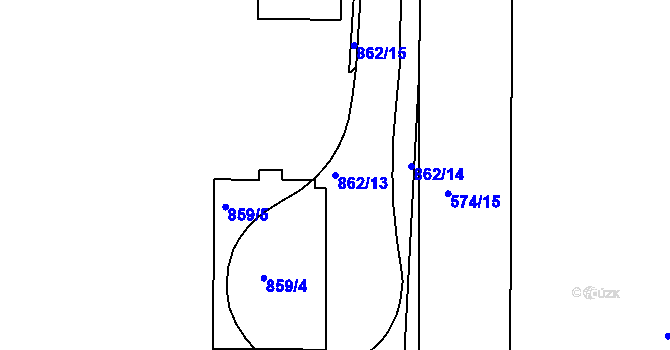 Parcela st. 862/13 v KÚ Hrušovany u Brna, Katastrální mapa