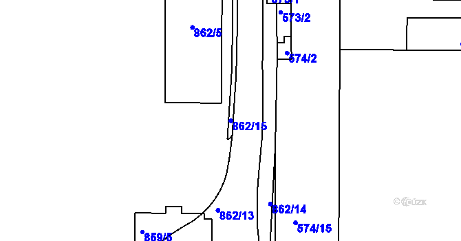 Parcela st. 862/15 v KÚ Hrušovany u Brna, Katastrální mapa