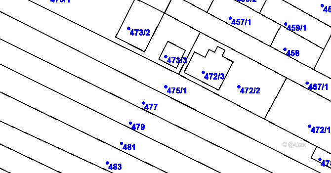 Parcela st. 475/1 v KÚ Hrušovany u Brna, Katastrální mapa