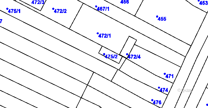 Parcela st. 475/2 v KÚ Hrušovany u Brna, Katastrální mapa