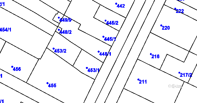 Parcela st. 448/1 v KÚ Hrušovany u Brna, Katastrální mapa