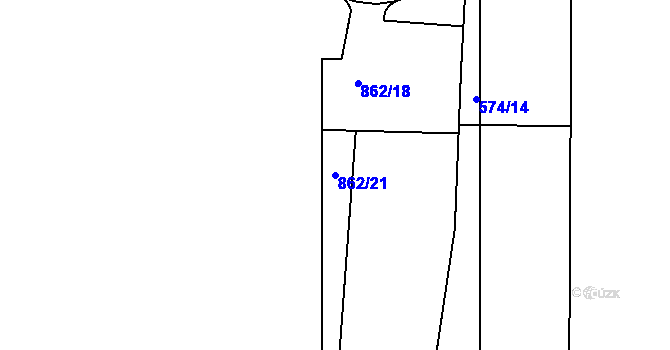Parcela st. 862/21 v KÚ Hrušovany u Brna, Katastrální mapa