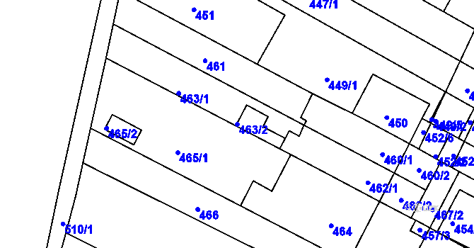Parcela st. 463/2 v KÚ Hrušovany u Brna, Katastrální mapa