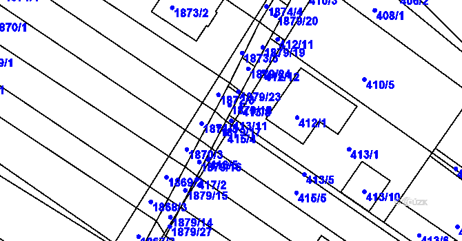 Parcela st. 413/11 v KÚ Hrušovany u Brna, Katastrální mapa