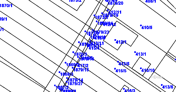 Parcela st. 415/4 v KÚ Hrušovany u Brna, Katastrální mapa